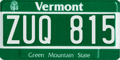 VT license plate ZUQ815