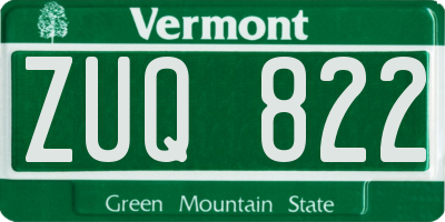 VT license plate ZUQ822
