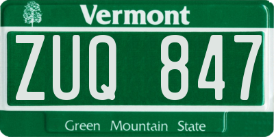 VT license plate ZUQ847