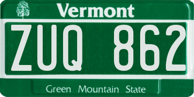 VT license plate ZUQ862