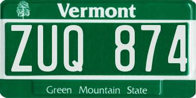 VT license plate ZUQ874