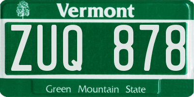 VT license plate ZUQ878