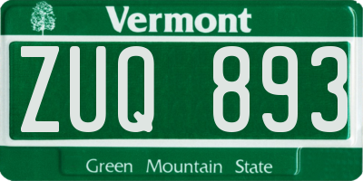 VT license plate ZUQ893