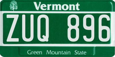 VT license plate ZUQ896