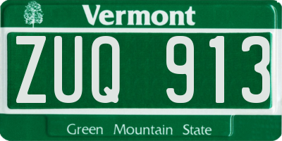 VT license plate ZUQ913