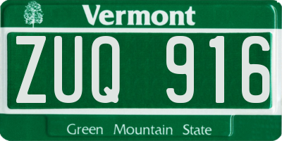VT license plate ZUQ916