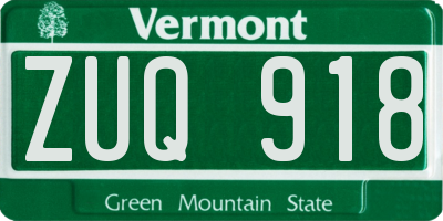 VT license plate ZUQ918