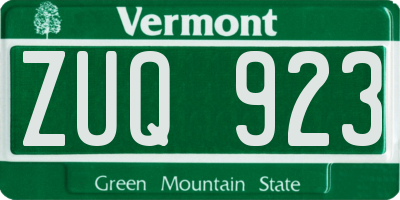 VT license plate ZUQ923