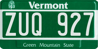 VT license plate ZUQ927