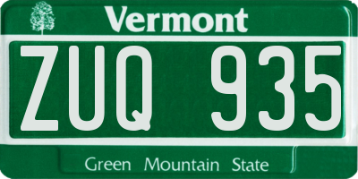 VT license plate ZUQ935