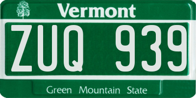VT license plate ZUQ939