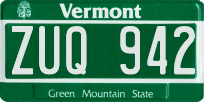VT license plate ZUQ942