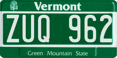 VT license plate ZUQ962
