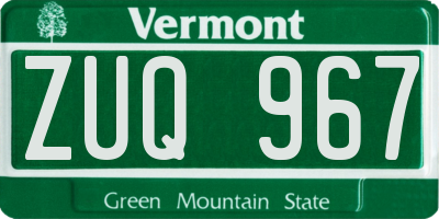 VT license plate ZUQ967