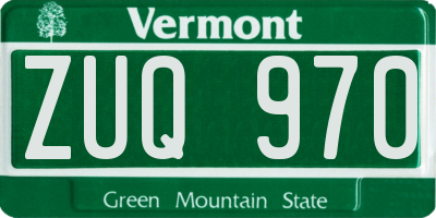 VT license plate ZUQ970