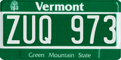 VT license plate ZUQ973