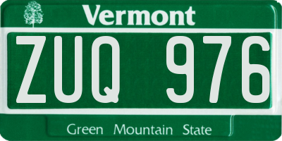 VT license plate ZUQ976