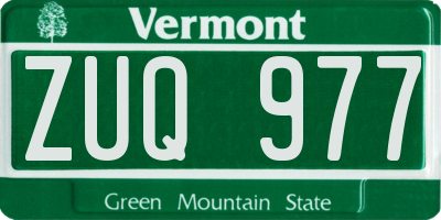 VT license plate ZUQ977
