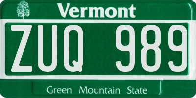 VT license plate ZUQ989