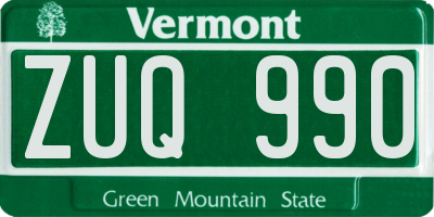 VT license plate ZUQ990