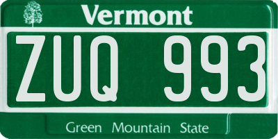 VT license plate ZUQ993