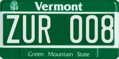 VT license plate ZUR008