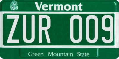 VT license plate ZUR009