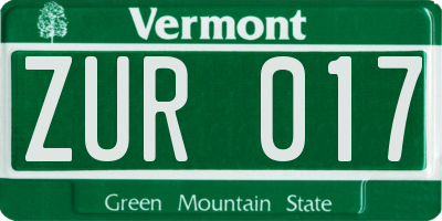 VT license plate ZUR017