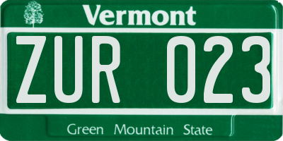 VT license plate ZUR023