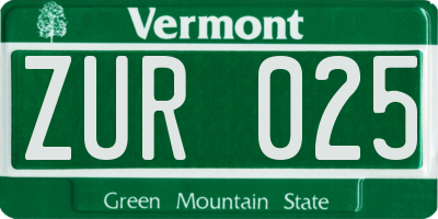 VT license plate ZUR025