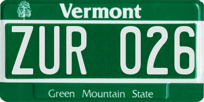 VT license plate ZUR026