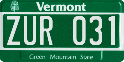 VT license plate ZUR031