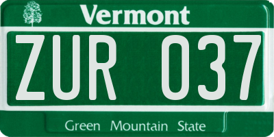 VT license plate ZUR037