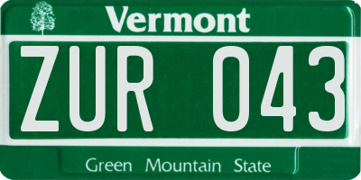 VT license plate ZUR043