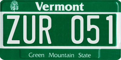 VT license plate ZUR051