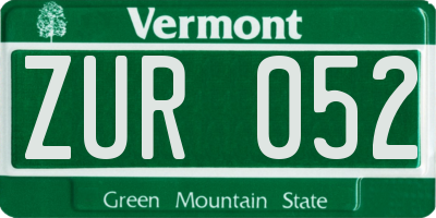 VT license plate ZUR052
