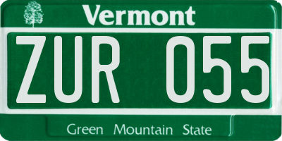 VT license plate ZUR055