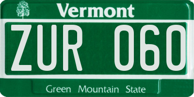 VT license plate ZUR060