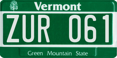 VT license plate ZUR061