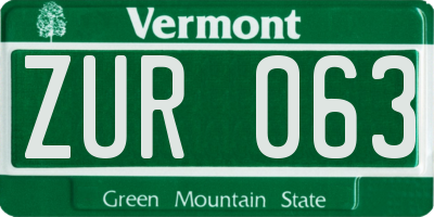 VT license plate ZUR063