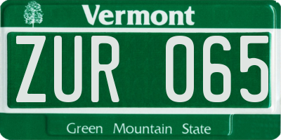 VT license plate ZUR065