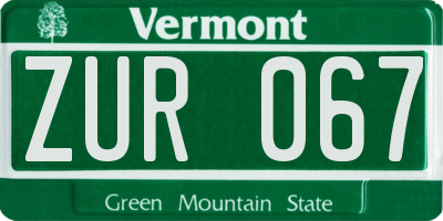 VT license plate ZUR067