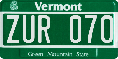 VT license plate ZUR070