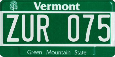 VT license plate ZUR075