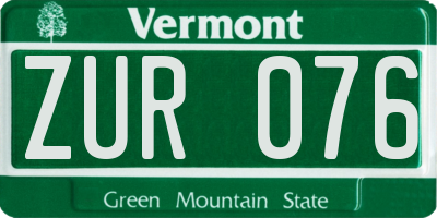 VT license plate ZUR076