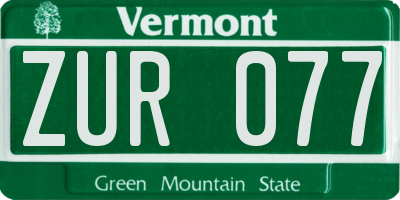 VT license plate ZUR077