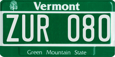 VT license plate ZUR080