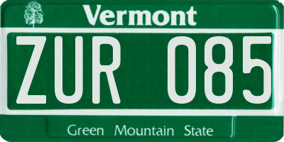 VT license plate ZUR085