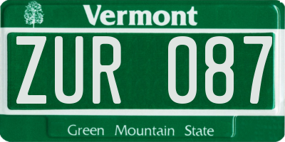 VT license plate ZUR087