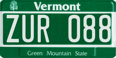 VT license plate ZUR088